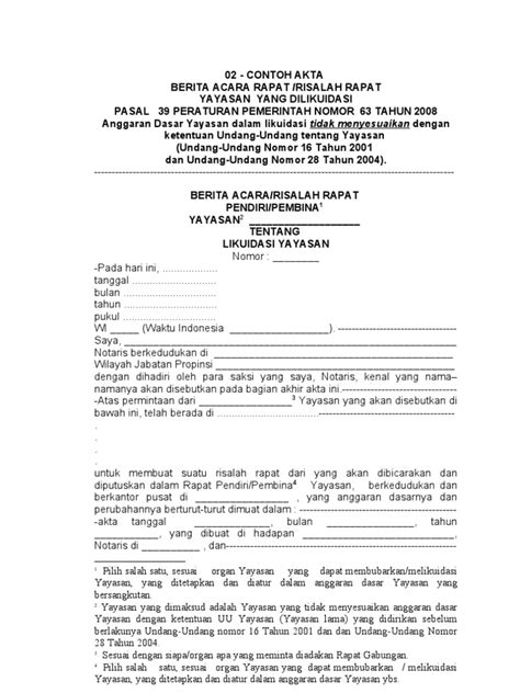 Detail Contoh Berita Acara Rapat Pembina Yayasan Koleksi Nomer 6