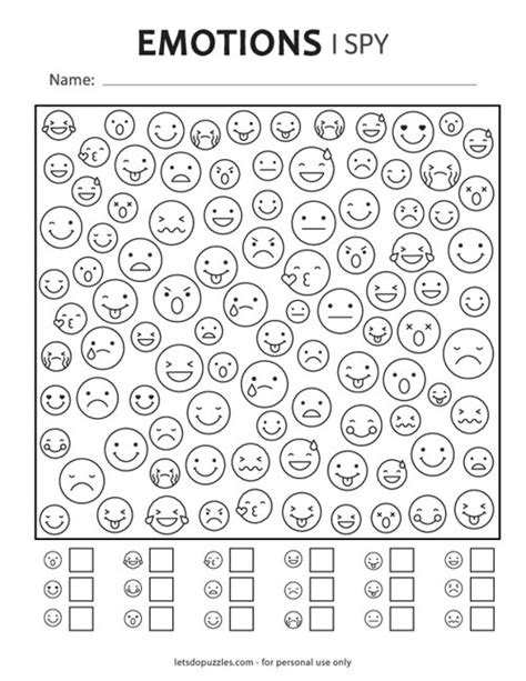 Free Printable Emotions I Spy Game