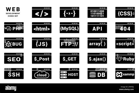 Vector Collection Of Web Development Icons Set Html Css Php Ruby