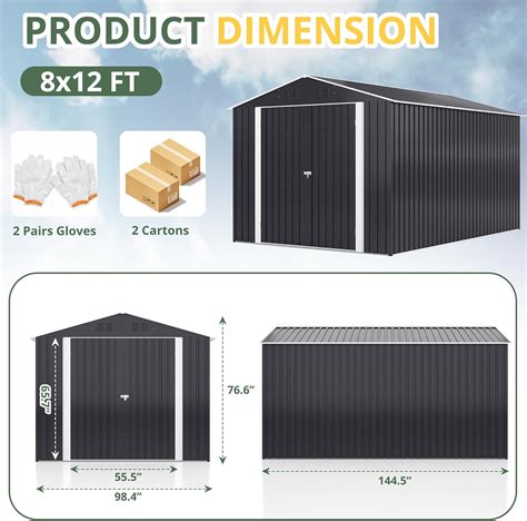 VIWAT Cobertizo De Almacenamiento Para Exteriores De 8 X 12 Pies