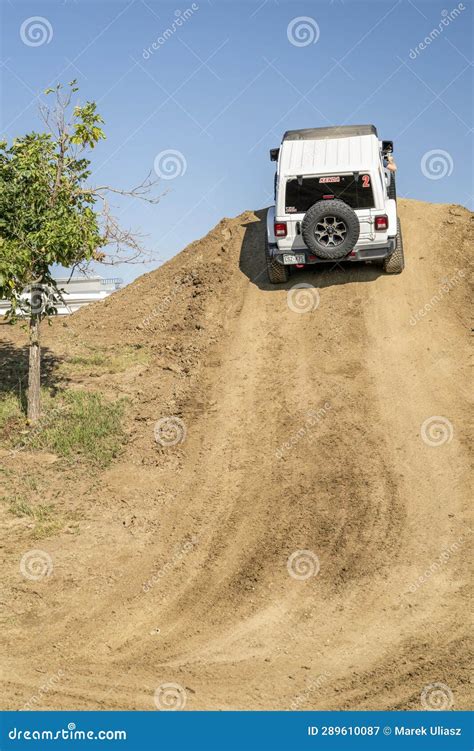 Jeep Wrangler Rubicon Model Climbing On A Dusty Training Drive Off