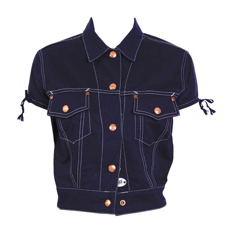 Jean Paul Gaultier Vintage Denim And Safety Pin Crop Top At 1stdibs