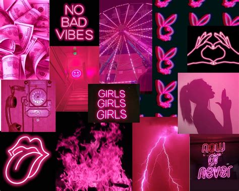 Pink Neon Wall Collage Kit 100 Pcs Wall Collage Kit Pink Etsy