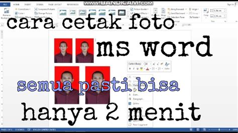 Cara Cetak Foto Ukuran X X Dan X Di Ms Word Youtube