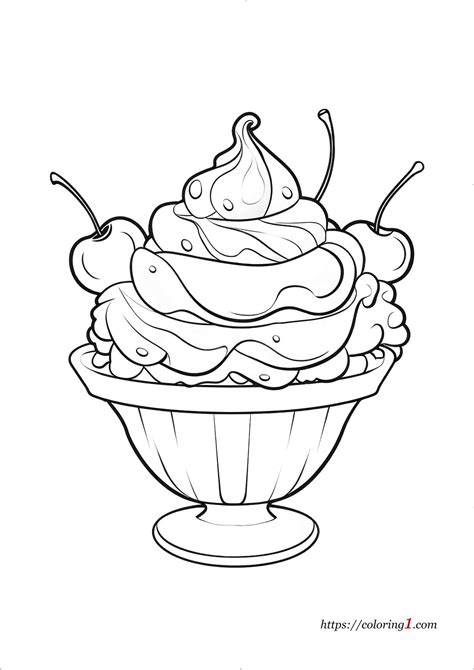 Ice Cream Sundae Coloring Page Free Coloring Sheets