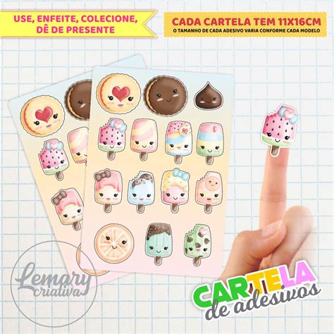 Cartelas De Adesivos Papelaria Kawaii Mod Cartelas Lemary