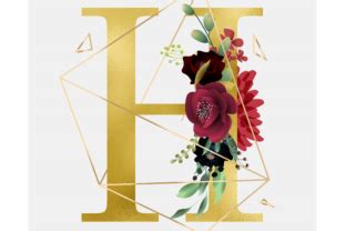 Alphabet H Floral Wreath Golden Foil Graphic By Dzynee Creative Fabrica