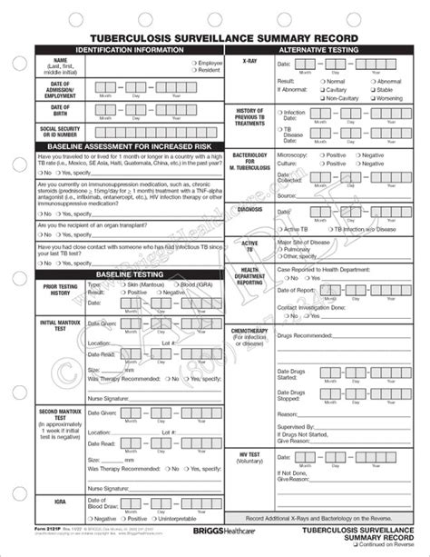 Tuberculosis Surveillance Summary Record