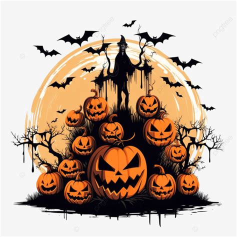 Happy Halloween Creepy Illustration With Jack S Lantern Spiders And