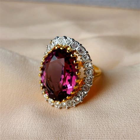 Planet Gold Jewelry 8k Gold Plated Purple Gemstone Vintage Style Cocktail Ring Size 7 Poshmark