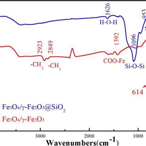 Ftir Spectrum Of Fe3o4 γ Fe2o3 Nps S1 And Fe3o4 γ Fe2o3 Sio2 Download Scientific Diagram