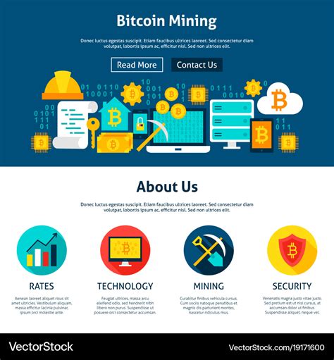 Bitcoin mining website design Royalty Free Vector Image