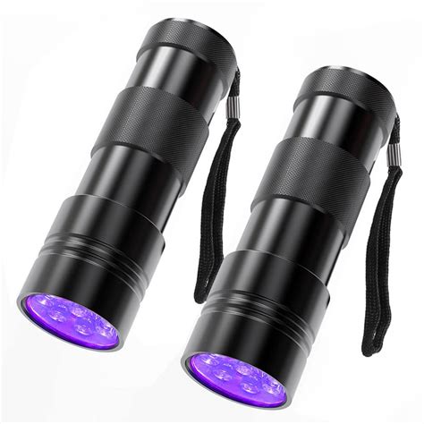 2Pcs Battery Powered Black Light 12 LED 395nm Handheld Ultraviolet