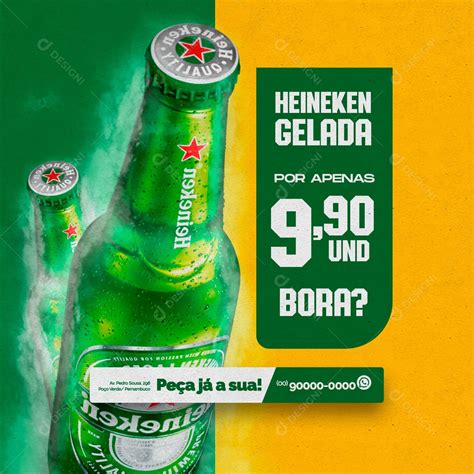 Cerveja Heineken Gelada Distribuidora De Bebidas Social Media Psd