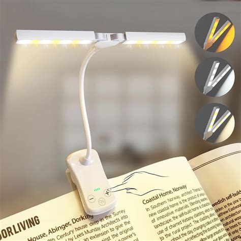 Led Clip On Book Light Colors Brightness Usb Rechargeable Night