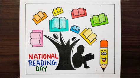 How To Draw Reading Day Drawing Vayana Dinam Poster Drawing