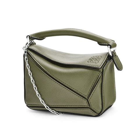 Loewe Women Nano Puzzle Bag In Classic Calfskin Green