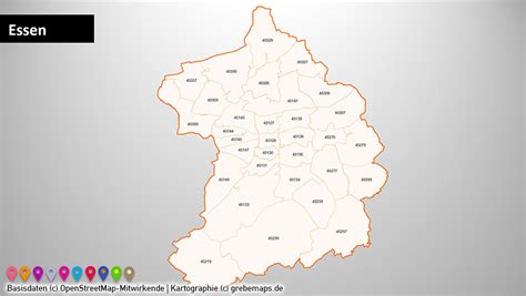 Ruhrgebiet Postleitzahlen PLZ 5 PowerPoint Karte Grebemaps Kartographie