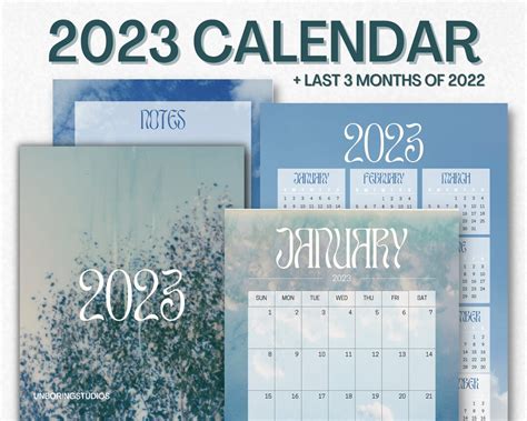 2022 2023 Calendar Planner Printable Portrait Monthly Planner & Year at a Glance Calendar in A4 ...