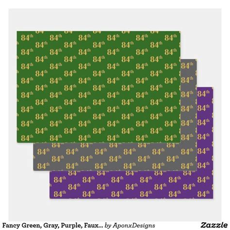 Fancy Green Gray Purple Faux Gold Th Event Wrapping Paper Sheets