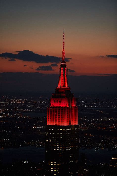 November 2 2015 The Empire State Buildings Lights Shine In Red To