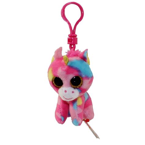 Ty Beanie Boos Fantasia The Multicolor Unicorn Glitter Eyes Plastic Key Clip Bbtoystore