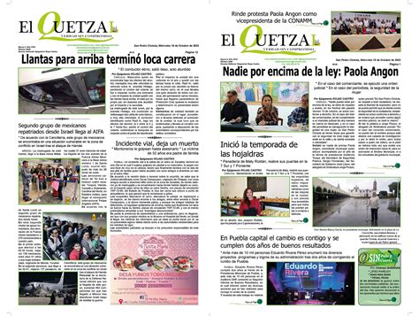 Nuestra Portada Edici N Octubre El Quetzal De Cholula