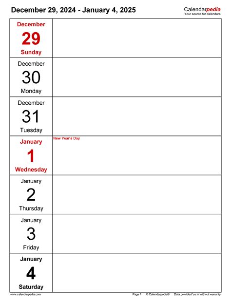 Free Printable Calendar 2025 Weekly Ella White