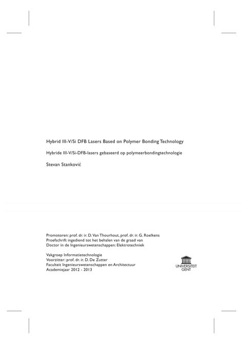 Hybrid Iii V Si Dfb Lasers Based On Polymer Bonding Technology