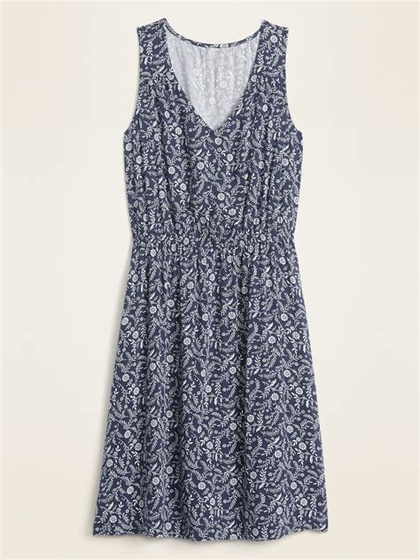 Sleeveless Waist Defined V Neck Dress For Women Old Navy