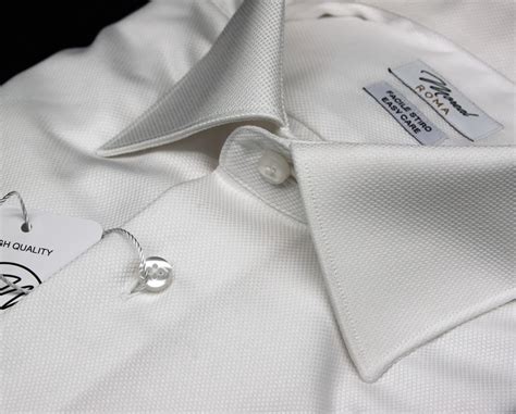 Camicia Bianca Tessuto Operato Moreal Roma Made In Italy