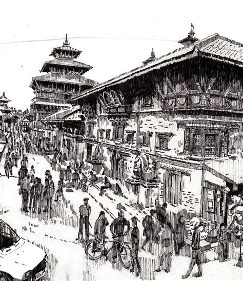 Mangal Bazar Patan Durbar Square Lalitpur Nepal Wall Art Monochrome