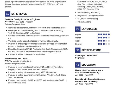 Software Quality Assurance Engineer Resume 2021 Writing Tips