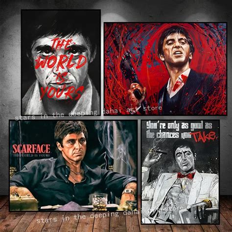 Al Pacino Scarface Movie Tony Montana Portrait Art Posters Canvas