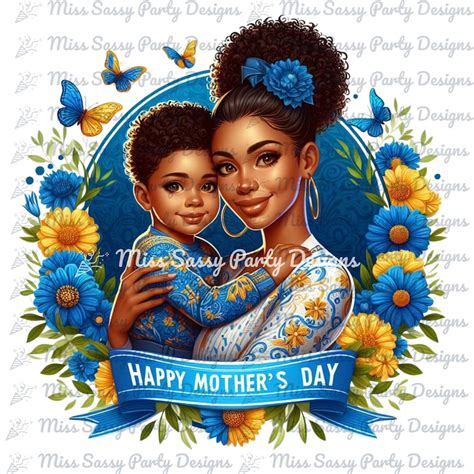 African American Mother And Son Happy Mothers Day Instant Download