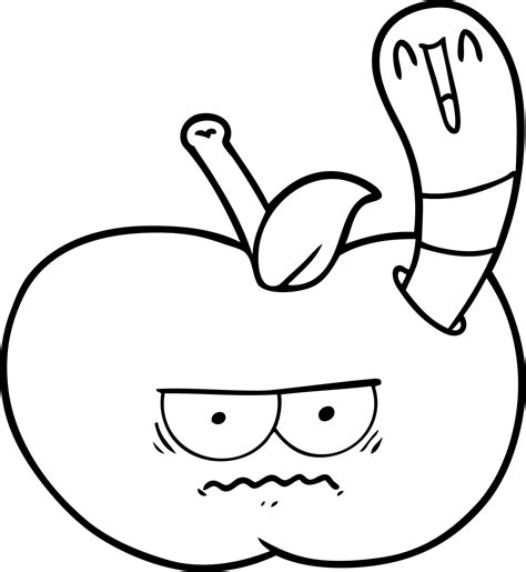 Cartoon Worm Eating An Angry Apple 12473360 Vector Art At Vecteezy