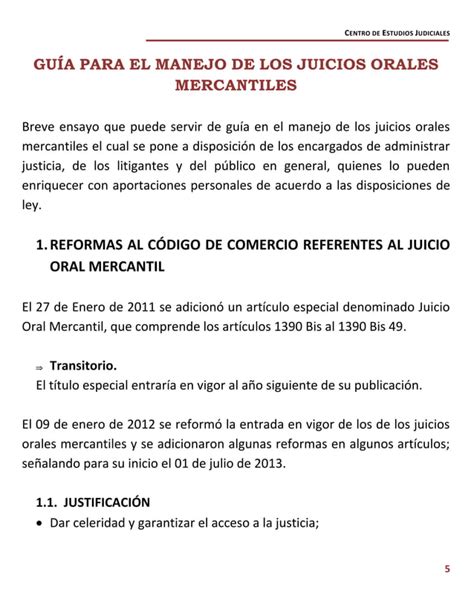 03 2013 Guia Para El Manejo De Los Juicios Orales Mercantiles Pdf