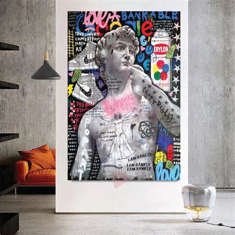 Cuadro David Graffiti Arte Pop Canvas Grueso 60x90 Envío gratis