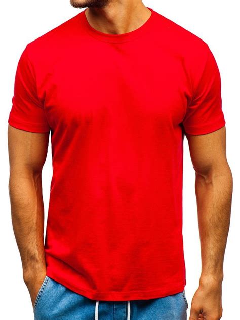 Camiseta De Manga Corta Lisa Para Hombre Roja Bolf T Rojo