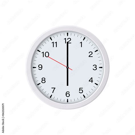 Round White Wall Clock Showing Six Oclock Isolated Vector