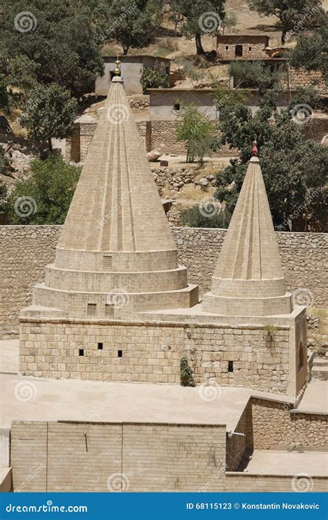 Twin Domes Of A Yezidi Temple In Lalish Iraqi Kurdistan Stock Image