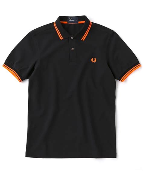 Fred Perry Mens Slim Fit Twin Tipped Polo Shirt Blackneon Orange Buy Online In United Arab