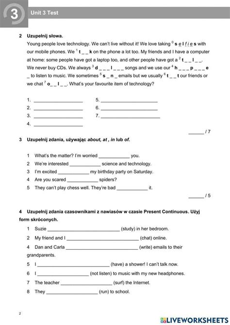 English Class A Unit Test In English Class English The Unit