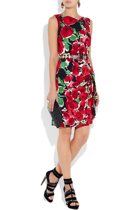 Boutique Moschino Floral Print Crepe Dress In Black Lyst