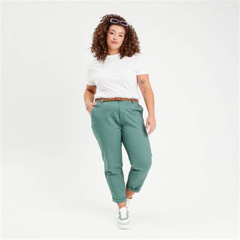 Pantalon chino 7 8ème vert foncé femme Cache Cache