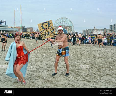 Participants In The Annual Polar Bear Clubs New Years Day Swim In The