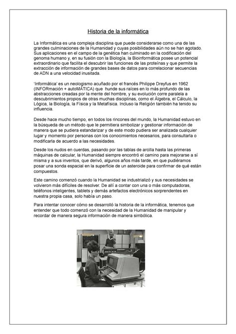 Historia de la informática Historia de la informática La Informática