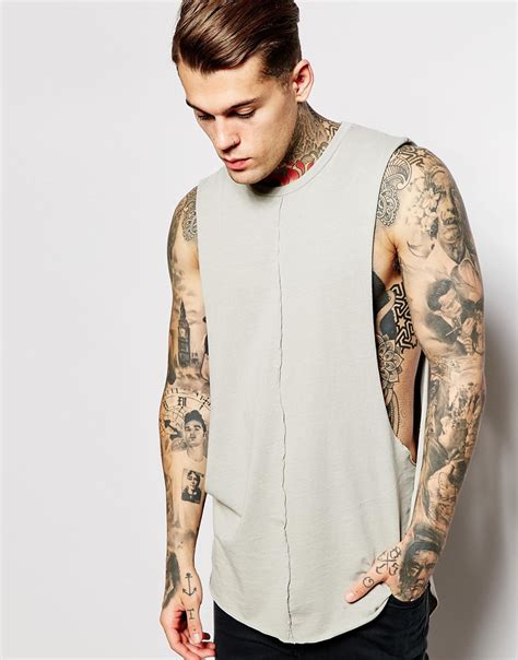 Asos Super Longline Sleeveless T Shirt With Dropped Armhole And Drop