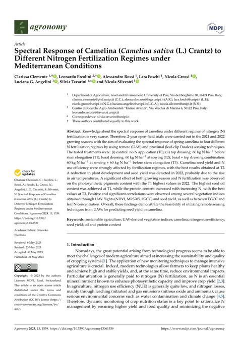 PDF Spectral Response Of Camelina Camelina Sativa L Crantz To