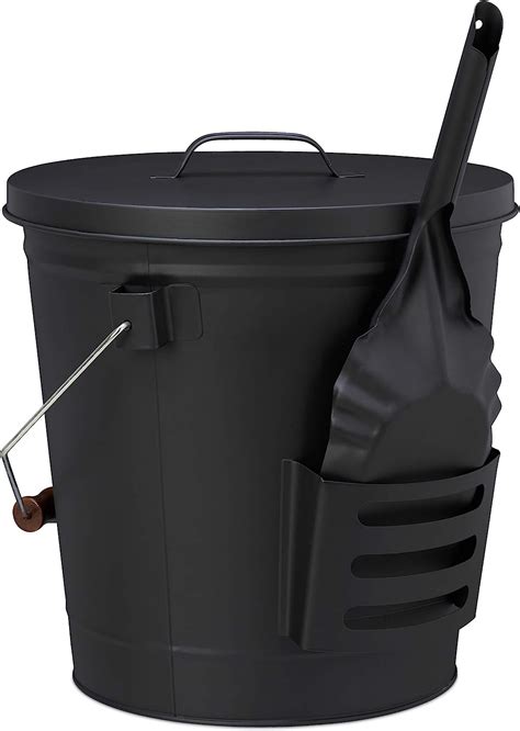 Amazon Relaxdays Ash Bucket With Lid And Shovel Steel Charcoal